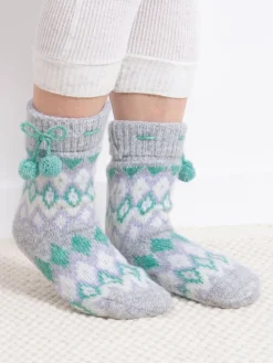 Totes Blue Toasties Ladies Fairisle Chenille Slipper Socks Online