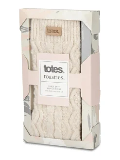 Totes Cream Toasties Ladies Cable Knit Slouch Slipper Socks Online