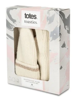 Totes Cream Toasties Ladies Knitted Hat Scarf and Gloves Gift Set Sale