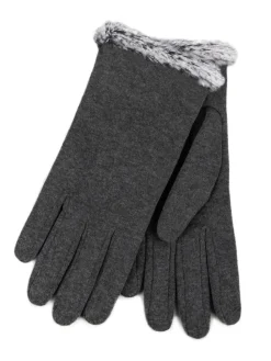 Totes Thermal SmarTouch Gloves With Tipped Fur Cuff Grey Clearance