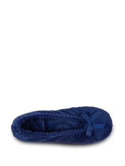Totes Isotoner Popcorn Slippers Navy Clearance