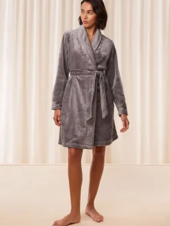 Triumph Grey 100% Cotton Fleece Robe Discount