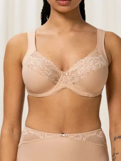Triumph Non Padded Modern Lace Cotton Wired Bra Nude Clearance