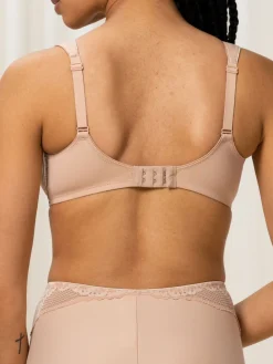 Triumph Non Padded Modern Lace Cotton Wired Bra Nude Clearance