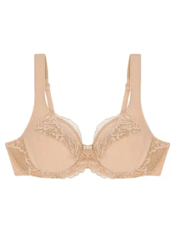 Triumph Non Padded Modern Lace Cotton Wired Bra Nude Clearance
