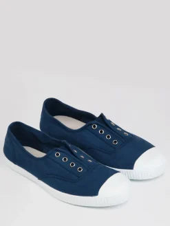 Trotters London Navy Adult Plum Canvas Shoes Discount