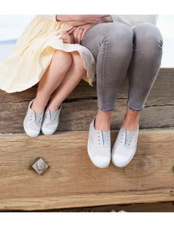 Trotters London Silver Adult Plum Canvas Shoes Online