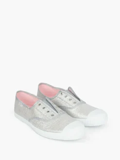 Trotters London Silver Adult Plum Canvas Shoes Online