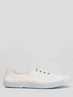 Trotters London White Adult Plum Canvas Shoes Hot