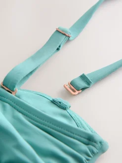 Next Tummy Control Frill Bandeau Swimsuit Turquoise Blue Discount