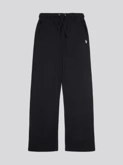 U.S. Polo Assn . Womens Double Horsemen Wide Leg Joggers Black Best