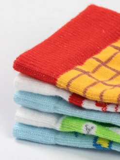 Vanilla Underground Blue Disney Toy Story Unisex Multicoloured Multi Character Calf Socks Set of 5 New