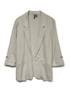 VERO MODA Linen Blend 3/4 Sleeve Jacket Beige Hot