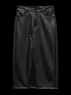 VERO MODA Black Faux Leather Midi Skirt Online