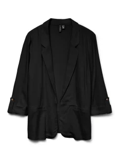 VERO MODA Linen Blend 3/4 Sleeve Jacket Black Clearance
