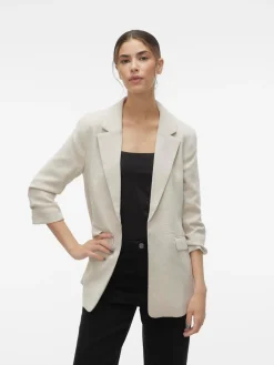 VERO MODA Cream Textured Ruched Sleeve Jacket Outlet