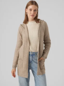 VERO MODA Longline Hooded Knitted Cardigan Natural Sale
