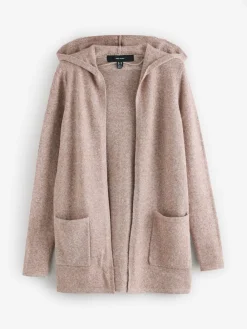 VERO MODA Longline Hooded Knitted Cardigan Natural Sale