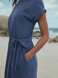 Next Jersey Sarong Tie T-Shirt Dress Washed Blue Sale