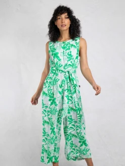 Weird Fish Green Padra Printed Jumpsuit Outlet