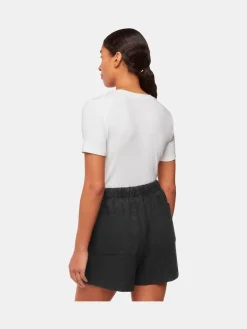 Whistles Linen Elasticated Shorts Black Hot