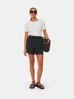 Whistles Linen Elasticated Shorts Black Hot