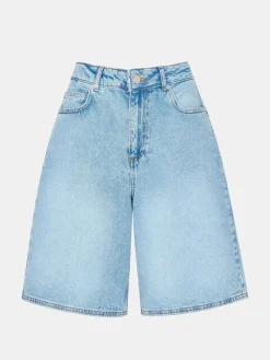 Whistles 100% Cotton Authentic Knee Length Shorts Blue Best