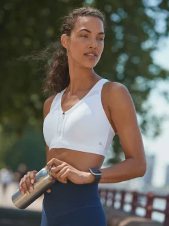 Next B-GG Active Sports High Impact Dry Tech Zip Front Bra White Best
