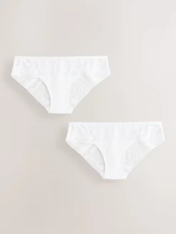 Next Brazilian Lace & Microfibre Knickers 2 Pack White Sale