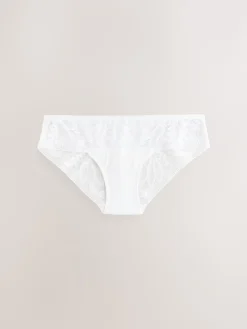 Next Brazilian Lace & Microfibre Knickers 2 Pack White Sale