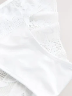Next Brazilian Lace & Microfibre Knickers 2 Pack White Sale