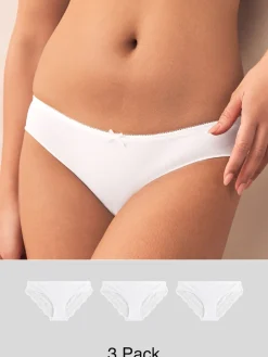 Next Brazilian No VPL Lace Back Briefs 3 Pack White Sale