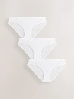 Next Brazilian No VPL Lace Back Briefs 3 Pack White Sale