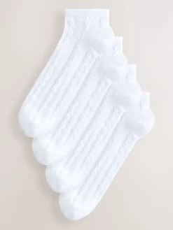 Next Cable Trainer Socks 4 Pack White Sale