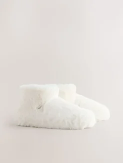Next White Faux Fur Boot Slippers