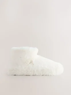 Next White Faux Fur Boot Slippers