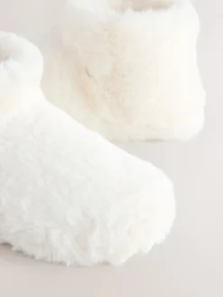 Next White Faux Fur Boot Slippers