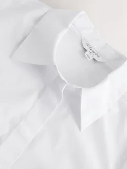 Next Fitted Stretch Essential Short Sleeve Shirt White Sale