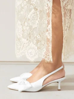 Next Forever Comfort® Wedding Satin Bow Pointed Toe Slingback Heels White Online