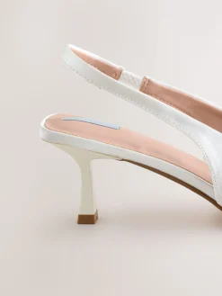 Next Forever Comfort® Wedding Satin Bow Pointed Toe Slingback Heels White Online