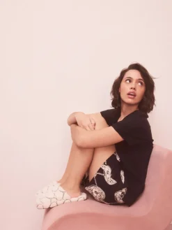 Next White Heart Borg Mule Slippers Online