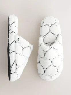 Next White Heart Borg Mule Slippers Online