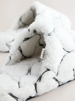 Next White Heart Borg Mule Slippers Online