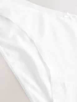 Next High Leg Cotton Rich Knickers 5 Pack White Sale