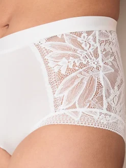 Next High Rise Lace And Microfibre Knickers White Sale
