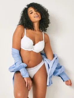 Next Pad Balcony DD+ Lace Bra White Sale