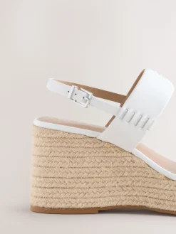 Next Premium Leather Craft Wedge Heels White Discount