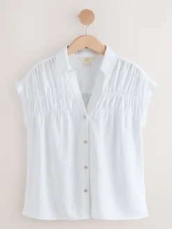 Next Short Sleeve Shirt with Linen White