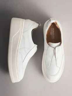 Next Signature Leather Chunky Wedge Platform Trainers White Clearance