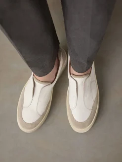 Next Slip On Signature Leather Chunky Wedge Platform Trainers White Online